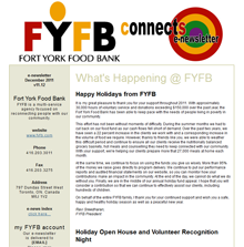 Fort York Food Bank. FYFB is a multi-service agency focused on reconnecting people with our community.